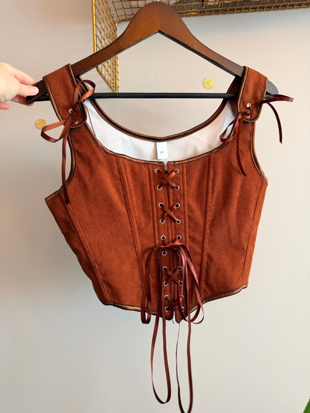 Corset-Style Corduroy Lace-Up Vest – Black, Rust Brown or Olive